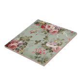 Vintages, dusty Olive Green Floral Design Fliese (Seite)