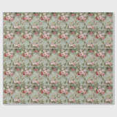 Vintages, dusty Olive Green Floral Design Geschenkpapier (Flach)