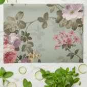 Vintages, dusty Olive Green Floral Design Geschirrtuch (Gefaltet)
