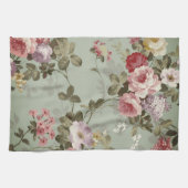 Vintages, dusty Olive Green Floral Design Geschirrtuch (Horizontal)
