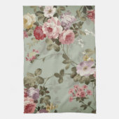 Vintages, dusty Olive Green Floral Design Geschirrtuch (Vertikal)