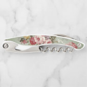 Vintages, dusty Olive Green Floral Design Kellnermesser (Vorderseite)