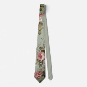 Vintages, dusty Olive Green Floral Design Krawatte