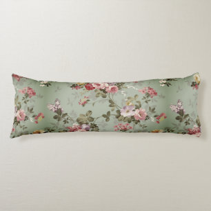 Vintages, dusty Olive Green Floral Design Seitenschläferkissen