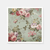 Vintages, dusty Olive Green Floral Design Serviette (Vorderseite)