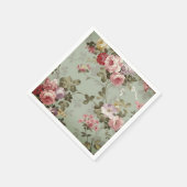 Vintages, dusty Olive Green Floral Design Serviette (Ecke)