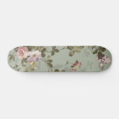 Vintages, dusty Olive Green Floral Design Skateboard (Horizontal)