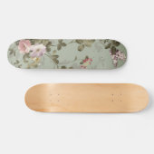 Vintages, dusty Olive Green Floral Design Skateboard (Horizontal)