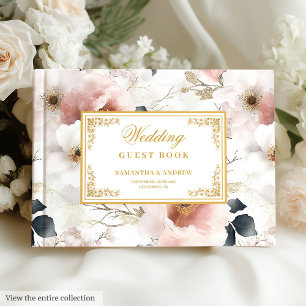 Vintages Dusty Pink Gold Floral Wedding Gästebuch