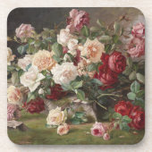 Vintages E. Hariel Rose Stillleben Getränkeuntersetzer (Vorderseite)