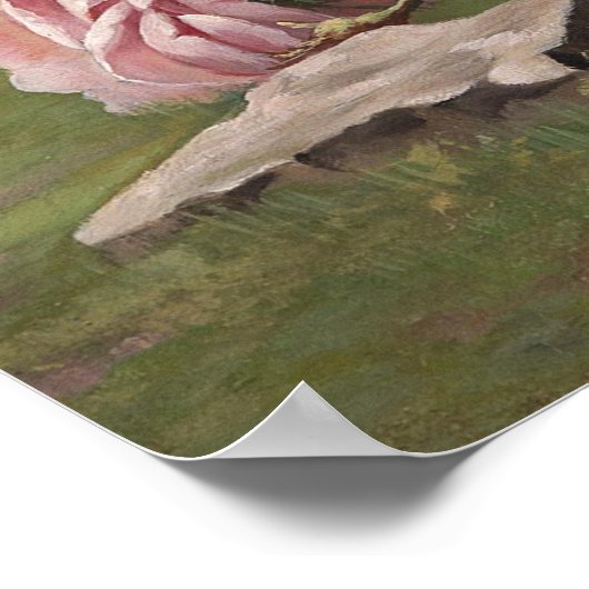 Vintages E. Hariel Rose Stillleben Poster (Ecke)