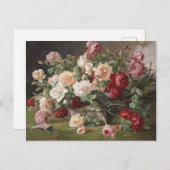 Vintages E. Hariel Rose Stillleben           Postkarte (Vorne/Hinten)