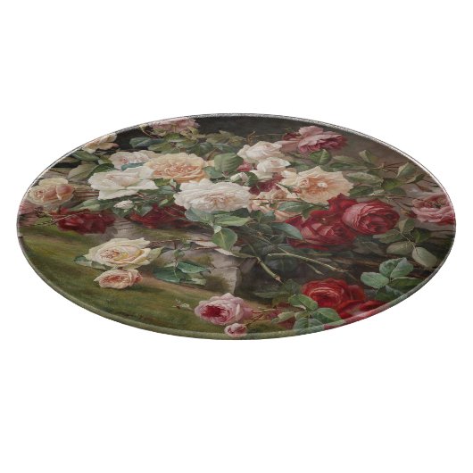 Vintages E. Hariel Rose Stillleben Schneidebrett (Ecke)