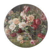 Vintages E. Hariel Rose Stillleben Schneidebrett (Vorderseite)