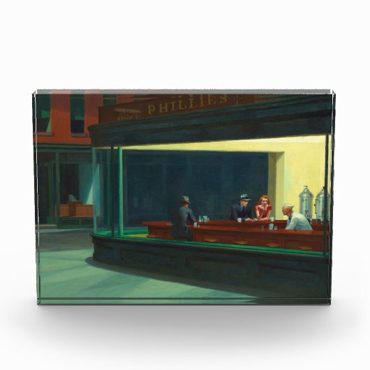 Vintages Edward Hopper Nighthawawaks Diner Poster Fotoblock (Vorderseite)
