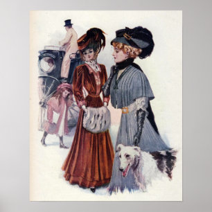Vintages Edwardian Winter Fashion Poster