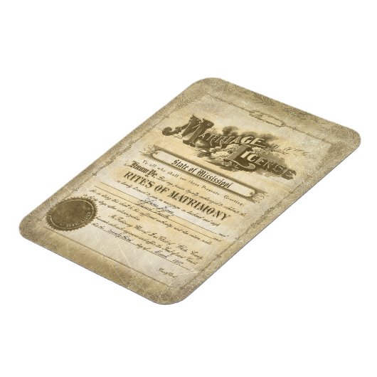 Vintages Ehezeugnis Magnet (Linke Seite)