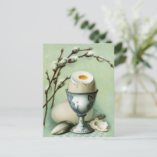 Vintages Ei im Cup Postkarte (Stehend Vorderseite)