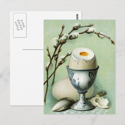 Vintages Ei im Cup Postkarte (Vorne/Hinten)