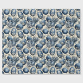 Vintages Ei-Muster aus Blau und Creme Geschenkpapier (Flach)