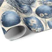 Vintages Ei-Muster aus Blau und Creme Geschenkpapier (Rolleneckpunkt)