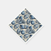 Vintages Ei-Muster aus Blau und Creme Serviette (Ecke)
