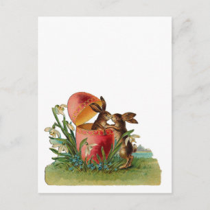 Vintages Ei & Osterkaninchen Küssen Feiertagspostkarte