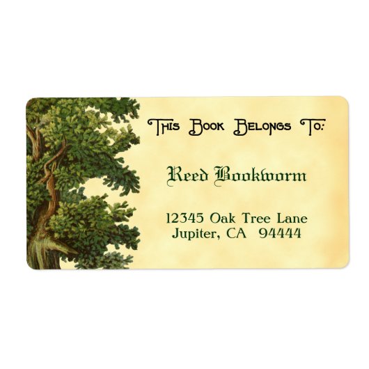 Vintages Eichenbaum-bearbeitbares Buchzeichen (Vorne)