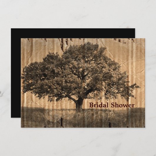 Vintages Eichenbaum-Brautpartytee-Party Einladung (Vorne/Hinten)