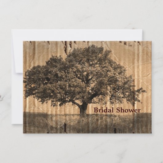 Vintages Eichenbaum-Brautpartytee-Party Einladung (Vorderseite)