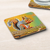 Vintages Eichhörnchen Getränkeuntersetzer (Linke Seite)