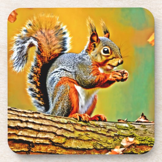 Vintages Eichhörnchen Getränkeuntersetzer (Vorderseite)