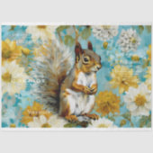 Vintages Eichhörnchen Rustikale Blumendekoupage Seidenpapier (Vorderseite)