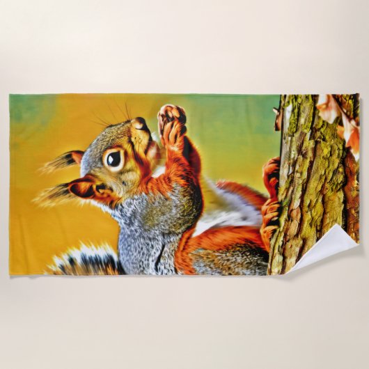 Vintages Eichhörnchen Strandtuch (Vorderseite)