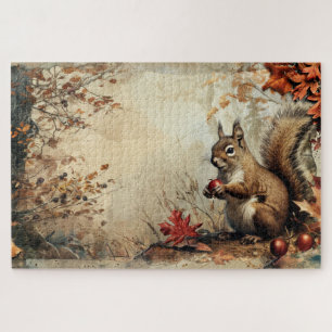 Vintages Eichhörnchen und Acorns im Herbst 20x30 Puzzle