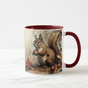 Vintages Eichhörnchen und Acorns im Herbst Tasse
