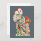 Vintages Eichhörnchen Valentine Feiertagspostkarte (Vorne/Hinten)