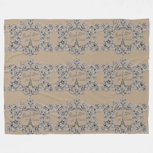 Vintages Eiffel-Standmodell "Paris Je taime " Fleecedecke (Vorderseite (Horizontal))