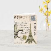 Vintages Eiffel-Turm notecard Karte (Gelbe Blume)