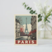 Vintages Eiffelturm Café Paris Postkarte (Stehend Vorderseite)