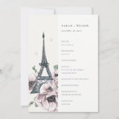 Vintages Eiffelturm-Hochzeitsprogramm Dankeskarte (Vorderseite)