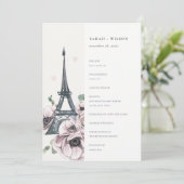 Vintages Eiffelturm-Hochzeitsprogramm Dankeskarte (Stehend Vorderseite)