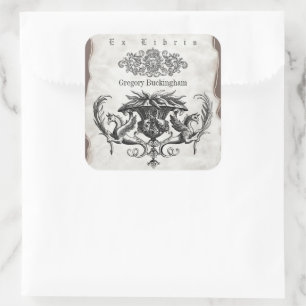 Vintages Eigentum Buchzeichen Ex Libris Quadratischer Aufkleber