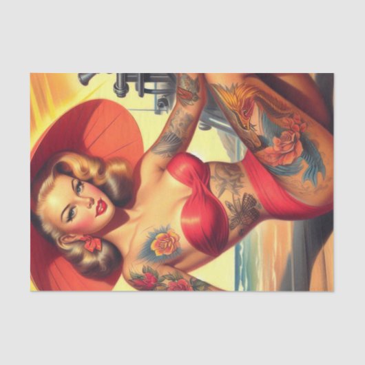 Vintages, eingefärbtes Mädchen Seidenpapier (Vorderseite)