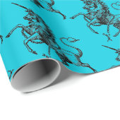 Vintages Einhorn-blaues Abpackpapier Geschenkpapier (Rolleneckpunkt)