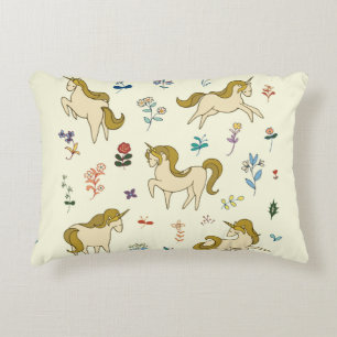 Vintages Einhorn in Blume Farbe Illustrati Dekokissen