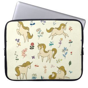 Vintages Einhorn in Blume Farbe Illustrati Laptopschutzhülle