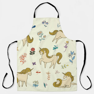 Vintages Einhorn in Blume Farbe Illustrati Schürze