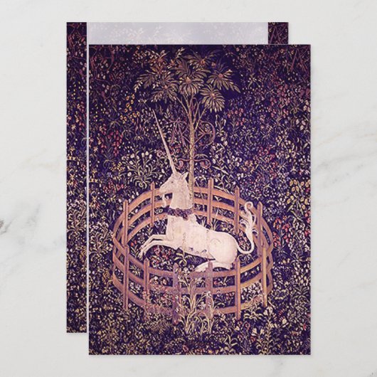 Vintages Einhorn in Gefangenschaft - Einladungen (Vorne/Hinten)