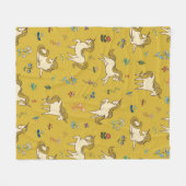 Vintages Einhorn in waldreichen Blume Fleecedecke (Vorderseite (Horizontal))